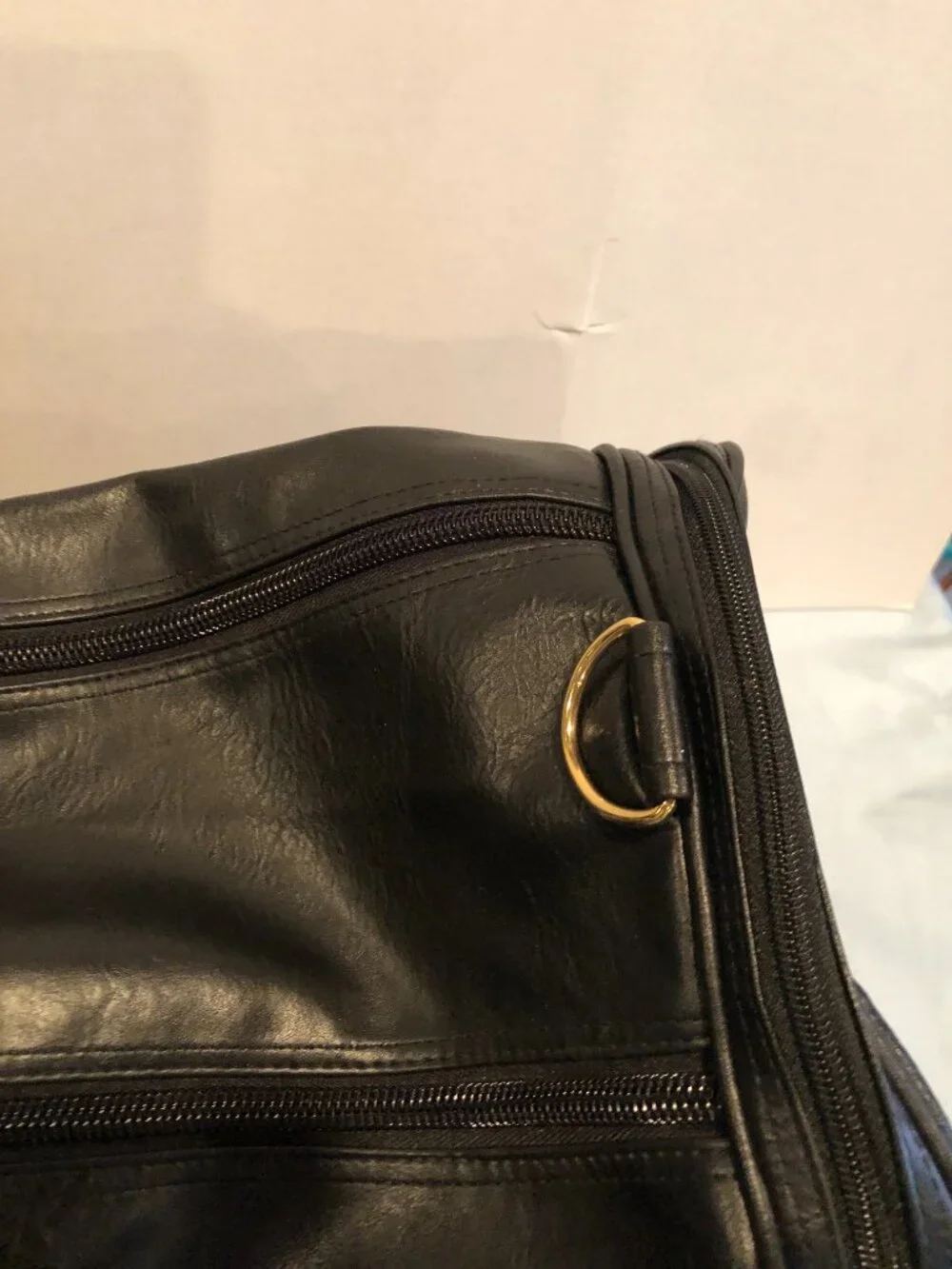Porox Black Faux Leather Weekend Duffle Luggage Travel Bag #G4